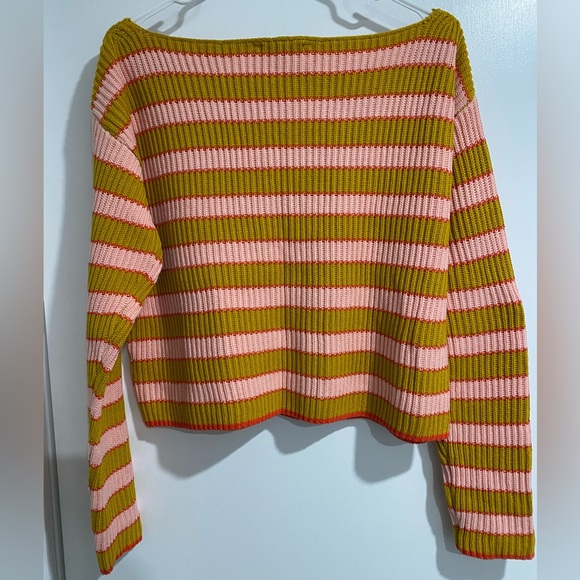 Lulus teyanna pink & mustard yellow striped sweater. Size M - Picture 5 of 10